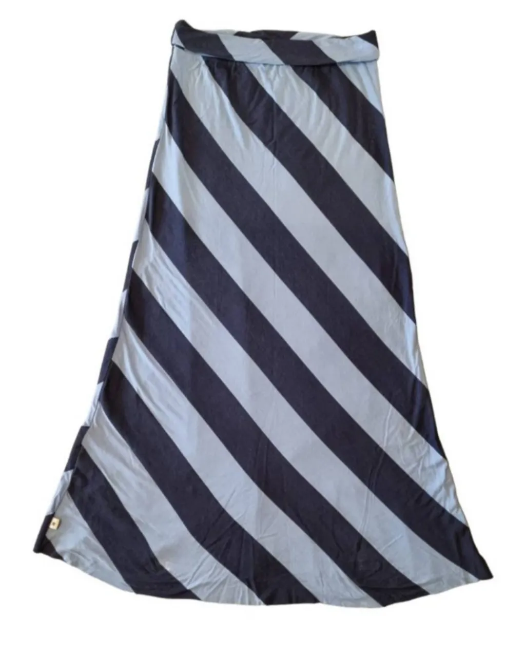 Pollera larga de mujer Tommy Hilfiger a rayas azul y blanca, talle L. Ideal para un look casual y fresco.