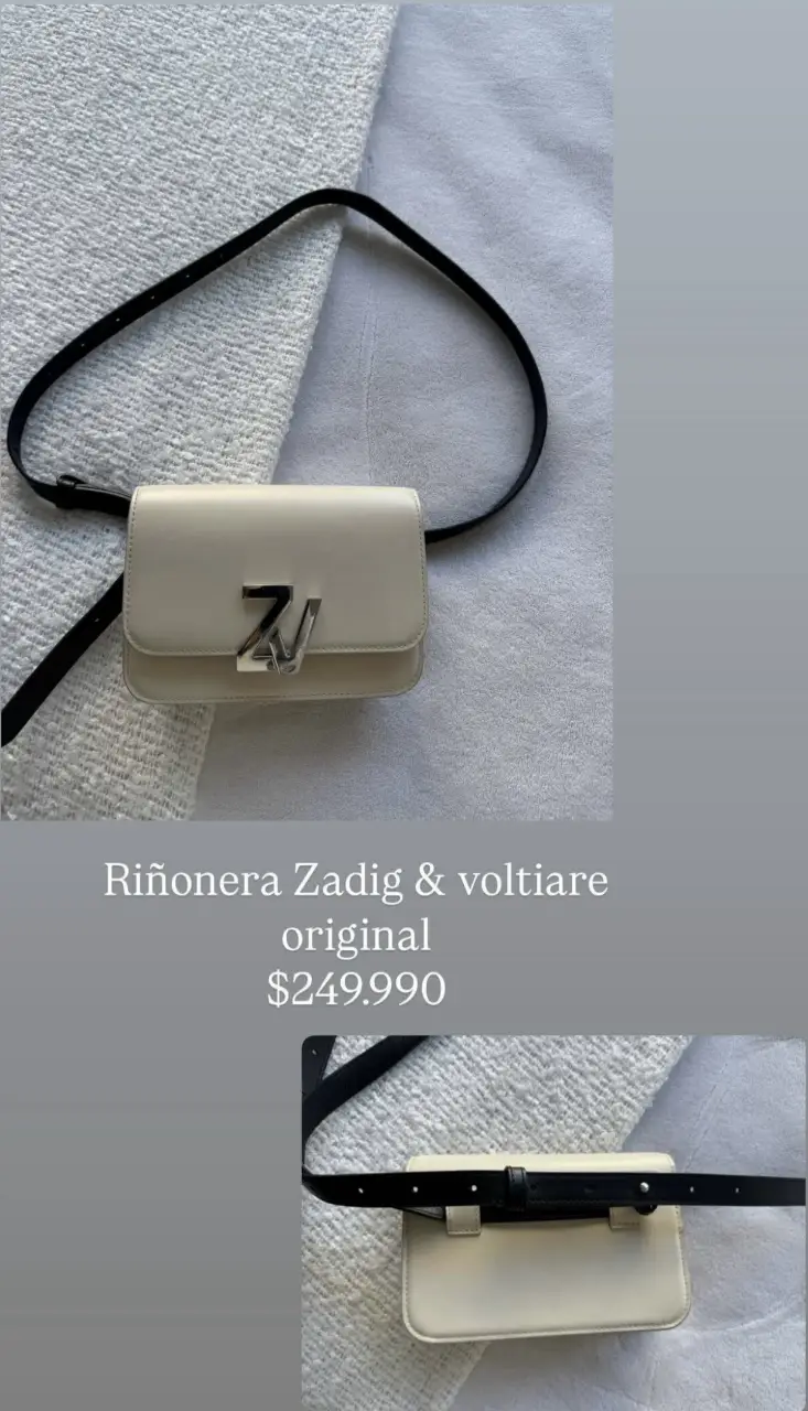Riñonera Zadig & Voltaire original, color blanco, con correa negra ajustable. Ideal para llevar lo esencial con estilo y comodidad.