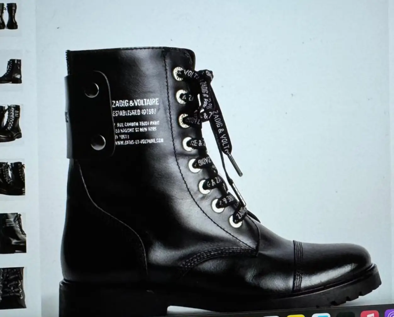 Borcegos de cuero negro Zadig & Voltaire, con cordones y detalles metálicos. Ideales para un look rocker y canchero.