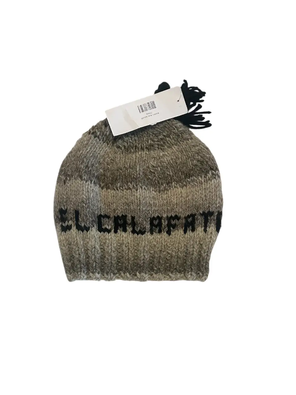 Gorro tejido "El Calafate" en tonos grises tostados y negro de lana natural de alpaca. Ideal para el invierno.medida en la base 21cm.