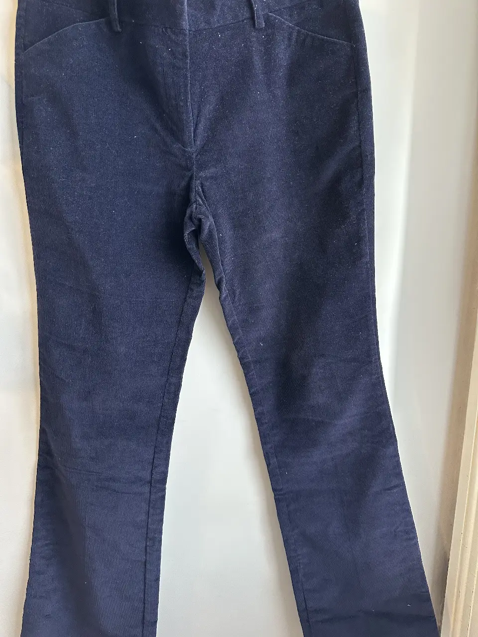Pantalón sastrero de corderoy azul marino, tiro medio y corte recto. Marca Ports 1961. Ideal para un look elegante y cómodo.