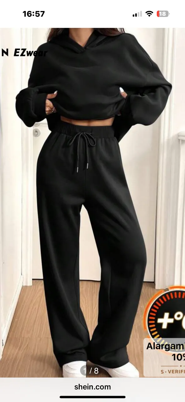 Conjunto deportivo de mujer, buzo con capucha y pantalón de jogging suelto. Ideal para un look cómodo y casual.