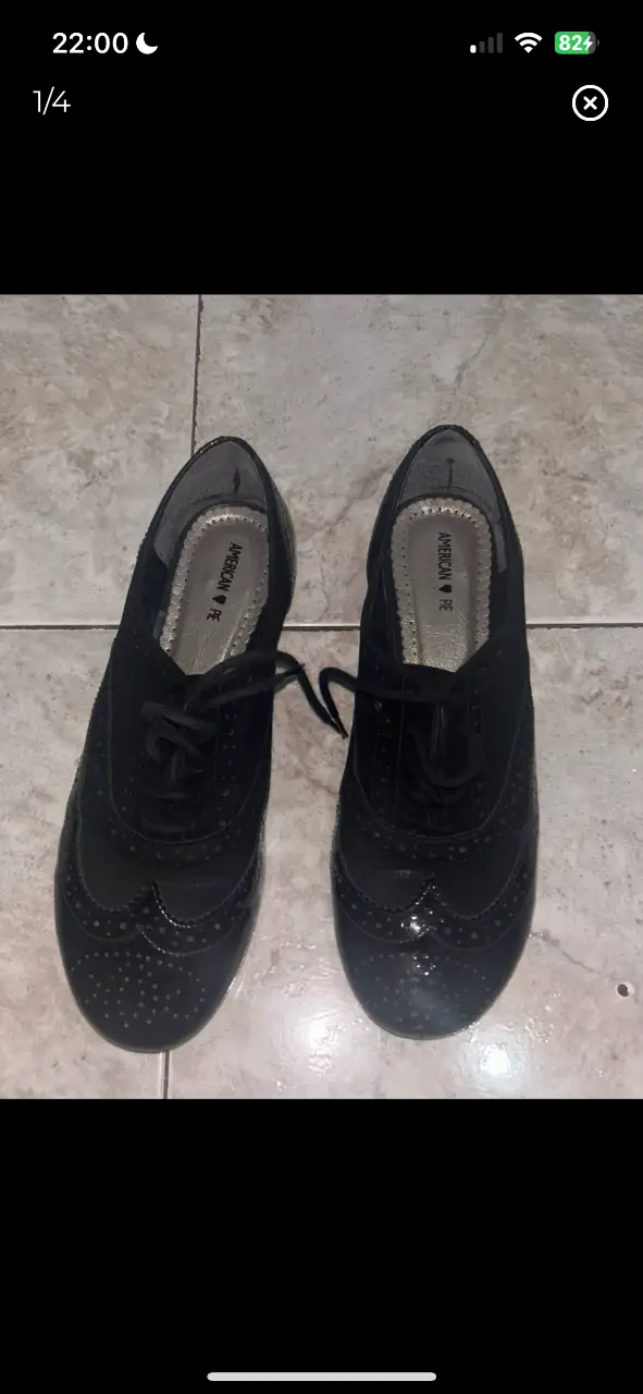 zapatos american pie talle 37 horma angosta (van para pie flaco o para talle 36,5). usados en perfecto estado. de gamuza con detalles en charol plantilla 24cm 