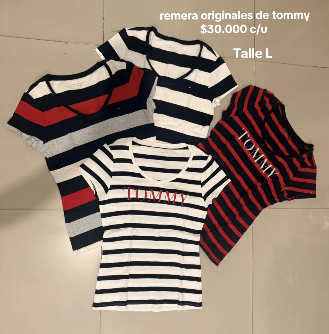  Remeras tommy por unidad $30.000 sino 4 x $20.000 c/u ($80.000 las 4) 