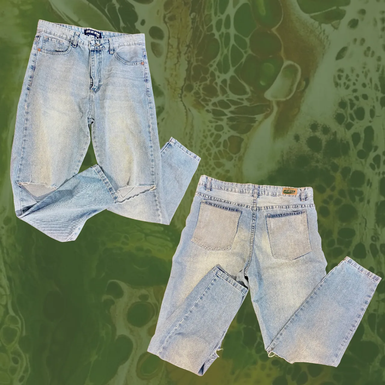 Jeans de mujer, 47 street, con roturas en las rodillas. Corte recto y estilo boyfriend
