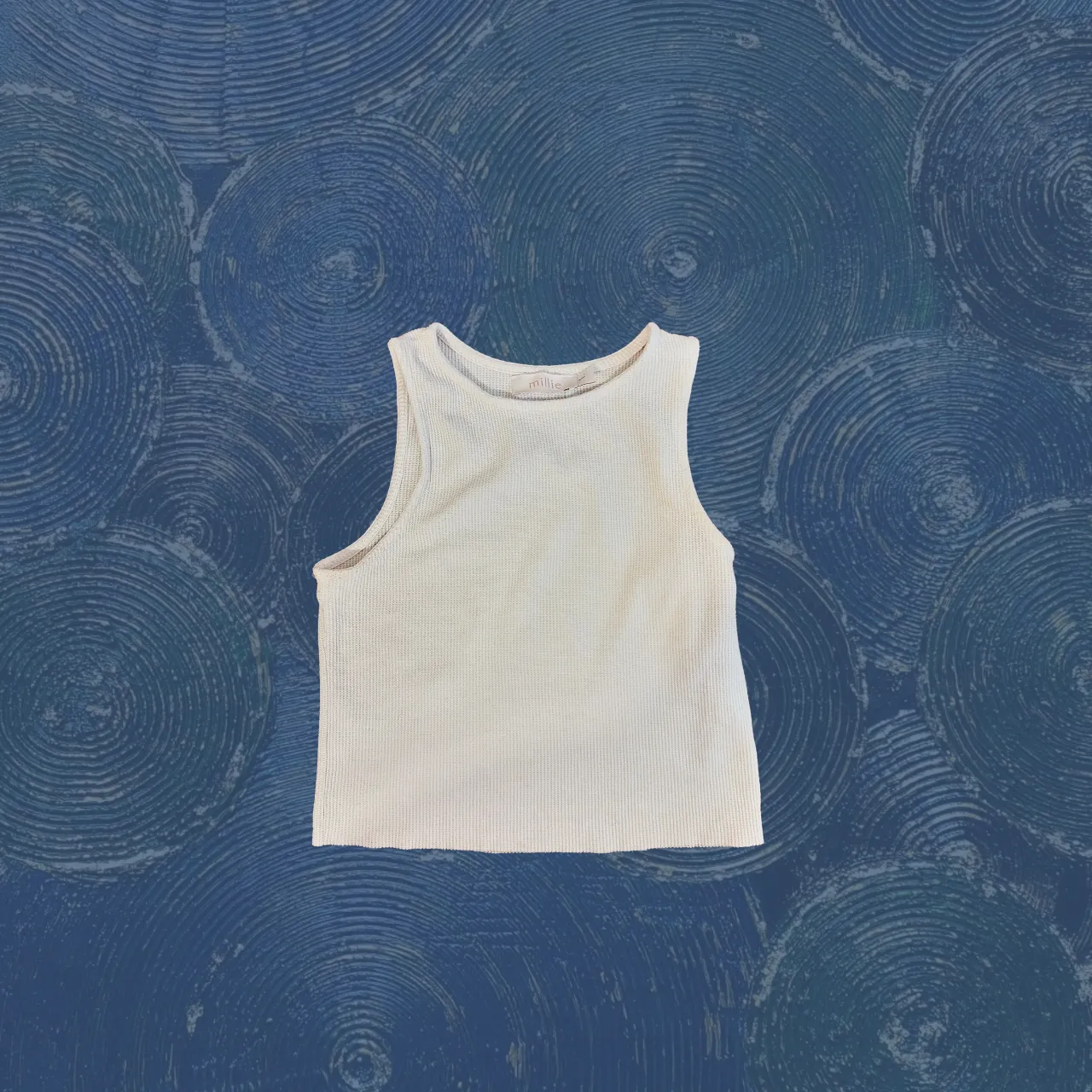 Top blanco de tejido waffle. Talle M de mujer