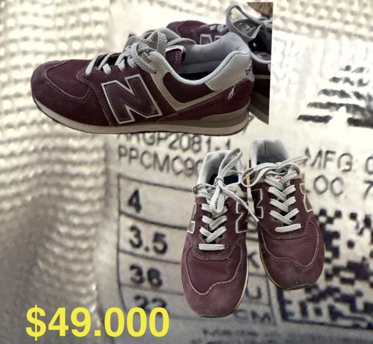 Zapatillas deportivas color bordó con detalles en gris. Cordones grises y suela de goma.