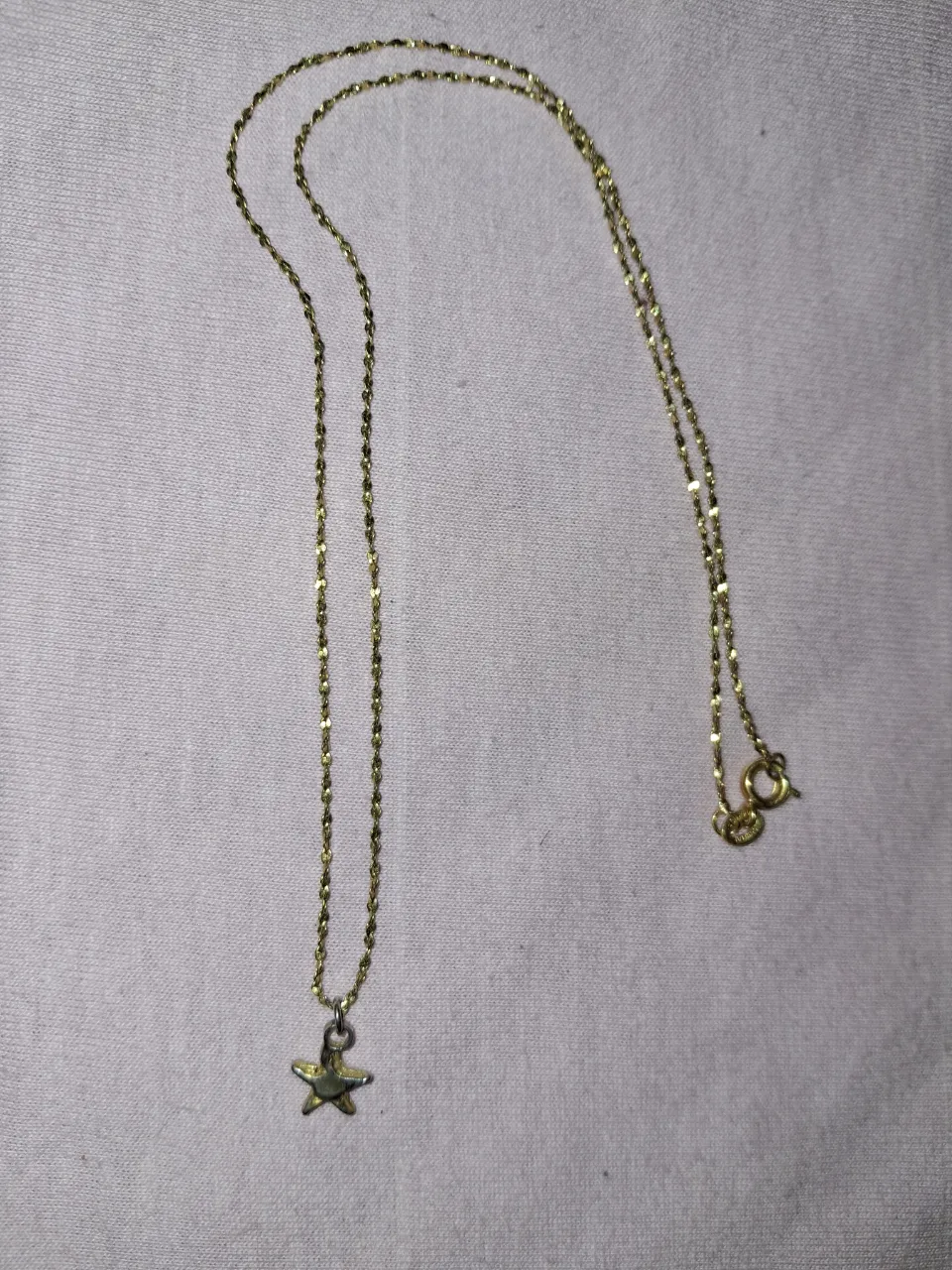 Cadena dorada fina con un dije de estrella.