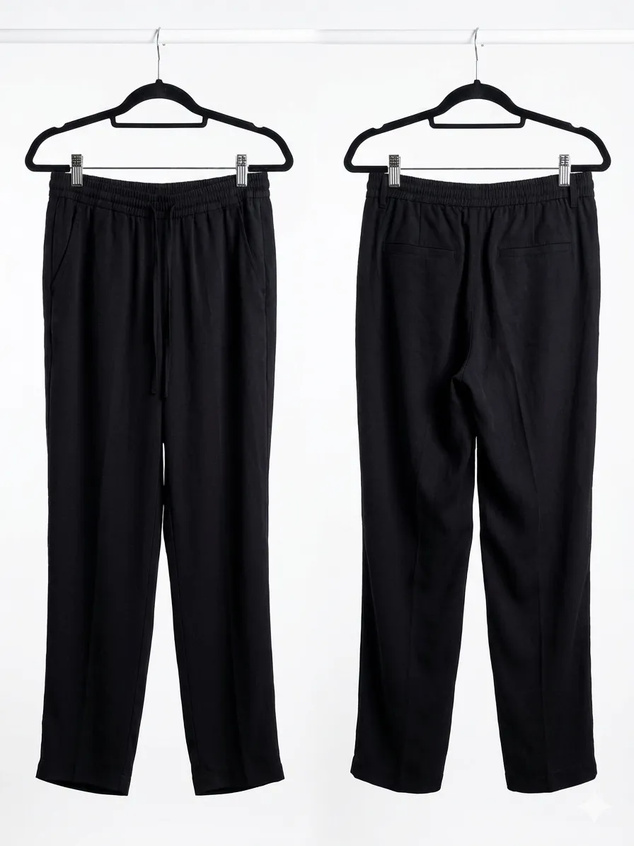 Pantalón negro con cordón en la cintura Rapsodia