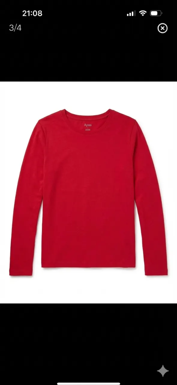 Remera roja de manga larga. Es algodón Pima Peruano.