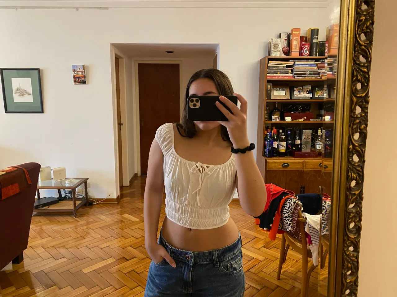 Top blanco 
Ni un uso
Talle 1
Medidas:
Ancho 35cm
Largo 34cm