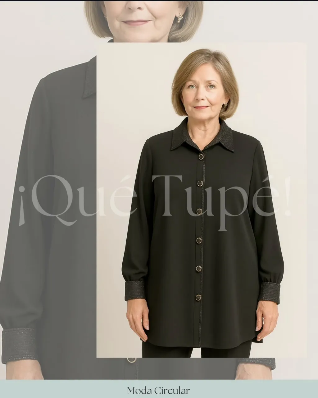 Blusa negra de manga larga con detalles brillantes en cuello y puños. Ideal para un look elegante y sofisticado.