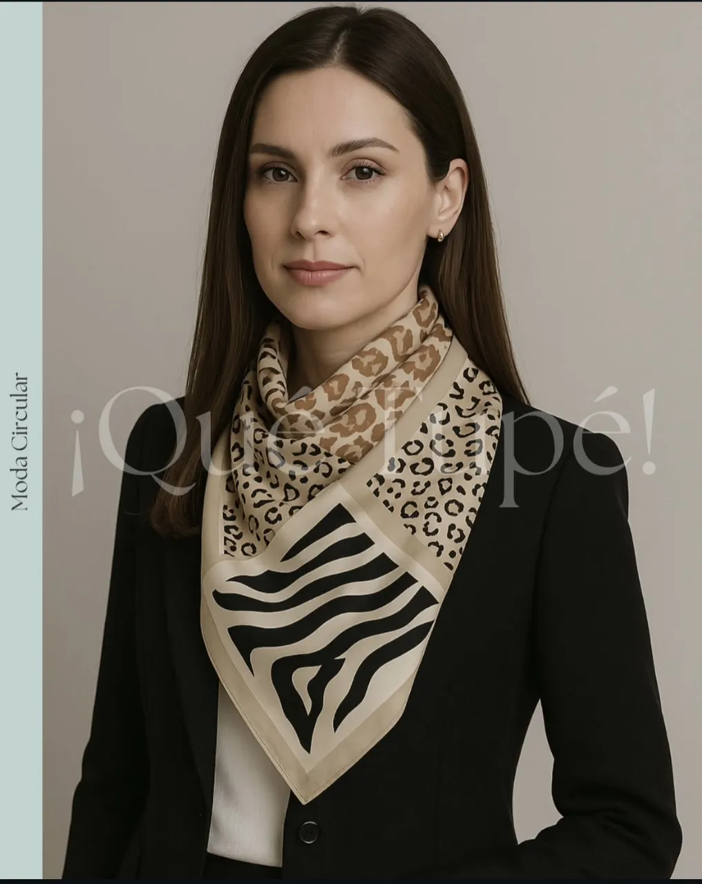 Pañuelo de seda con estampado de leopardo y cebra. Ideal para darle un toque de elegancia a cualquier look.
