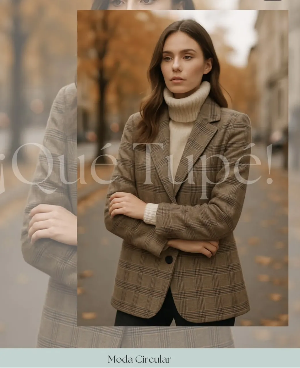 Blazer de mujer con estampado a cuadros en tonos marrones y beige. Corte clásico con solapas y cierre de un botón. Ideal para un look elegante y versátil.
