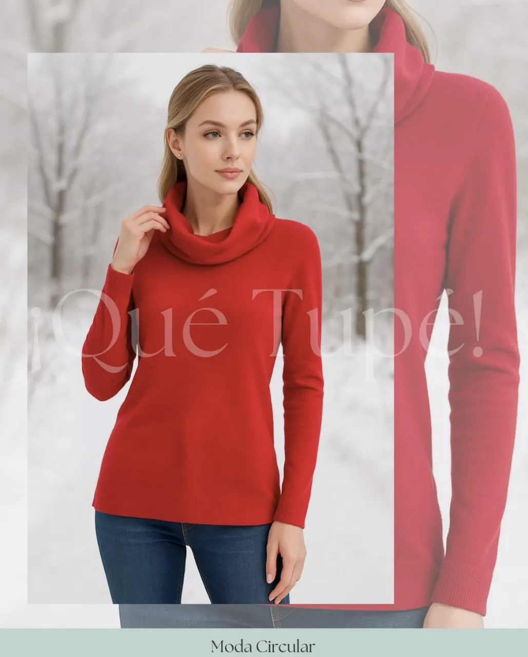 Sweater de mujer de cuello alto en color rojo. Ideal para el invierno, este sweater es perfecto para un look casual y abrigado. Combinalo con jeans o pantalones de vestir para un outfit versátil.