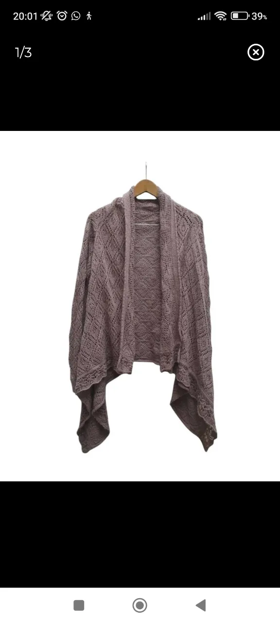 Cardigan tejido de mujer, color gris, con diseño calado. Ideal para usar en otoño o primavera. Marca Zara.