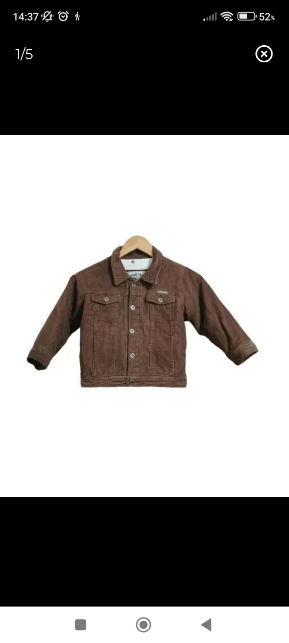 Campera de corderoy marrón para niño, con botones y bolsillos. Marca Cheeky Basics, talle 4.