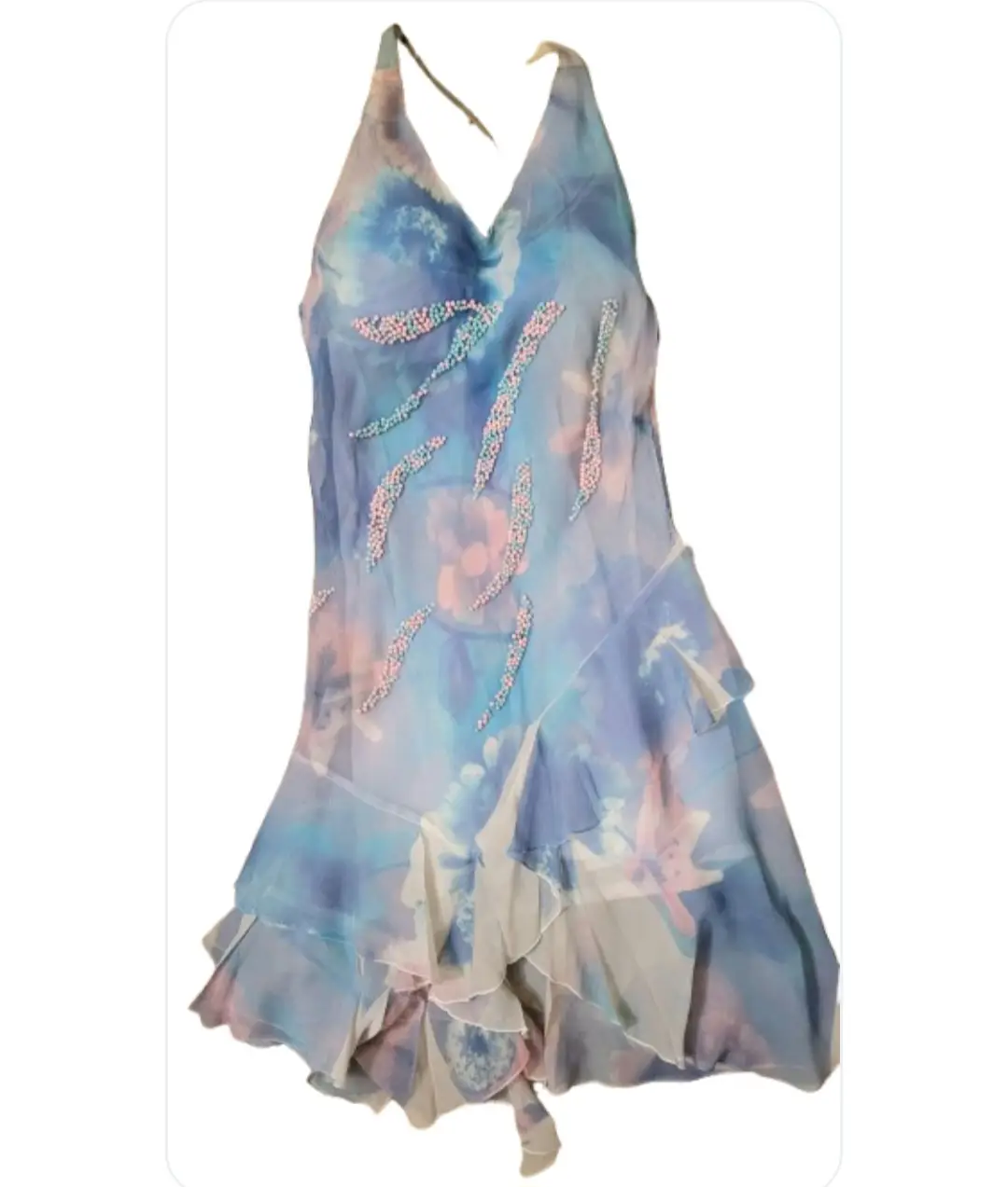 Vestido importado con detalles de pedrería.  Un uso, excelente estado. ancho aprox de 35cm. largo (tomado desde la axila hasta abajo) 75cm aprox. Las tazas de corpiño son para talle 85/90, se pueden sacar.