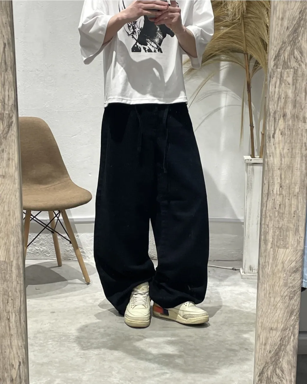 Pantalón negro ancho, con cordón para ajustar en la cintura (desmontable) Sin ningún uso, unisex Talle 38