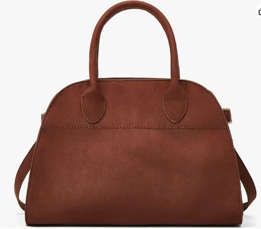 Cartera de mano marrón de gamuza, con manijas superiores y correa ajustable para llevar al hombro. Diseño elegante y versátil, ideal para cualquier ocasión. El tamaño correcto: esta bolsa tiene las siguientes medidas: 13.1 "x 6.1" x 9.0"(pulgadas), correa de hombro: 37.4 "-45.2"(pulgadas), bolso de tamaño perfecto para adaptarse a sus artículos diarios, con una amplia apertura, puede tener todas sus necesidades inmediatamente a mano