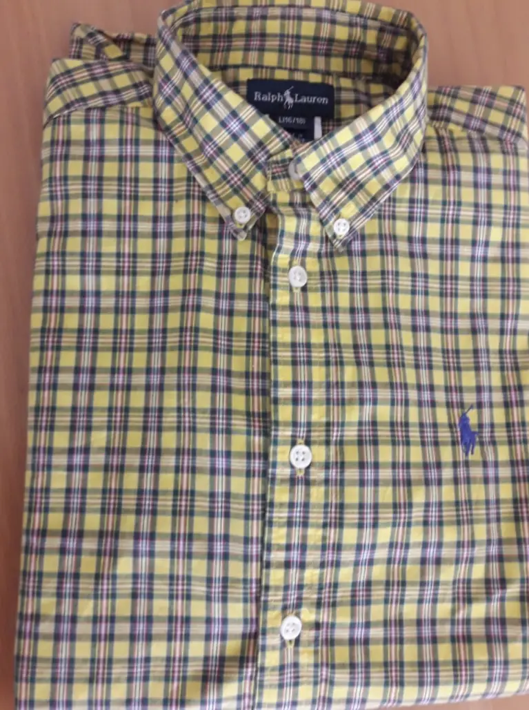 Camisa a cuadros amarilla y azul de hombre, de la marca Ralph Lauren. Ideal para chicos/ adolescentes con un look casual y preppy.