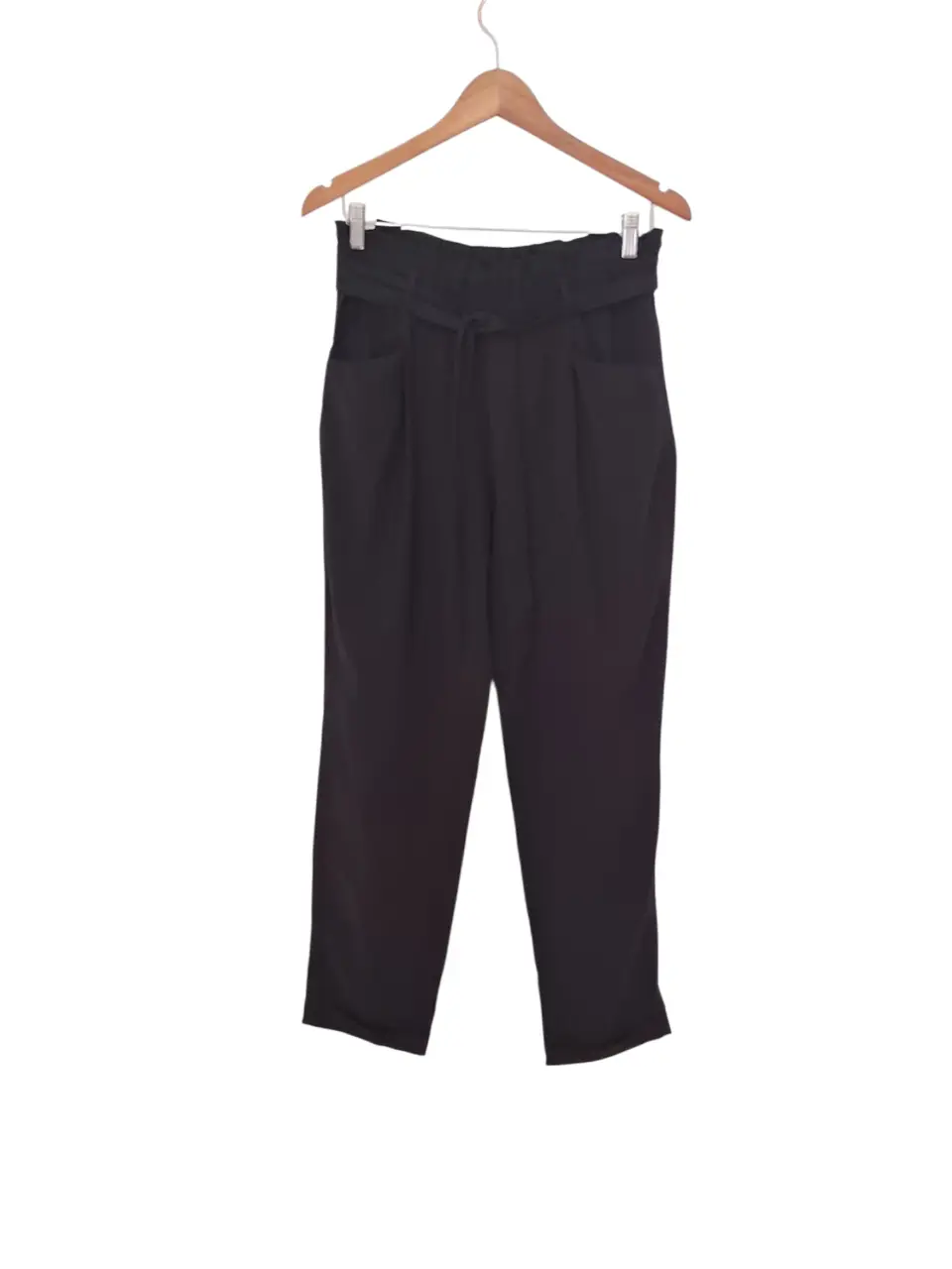 PANTALON TIRO ALTO CON LAZO ZARA TALLE M. largo 98, tiro 32, cintura 38/45, cadera 58. con bolsillos.