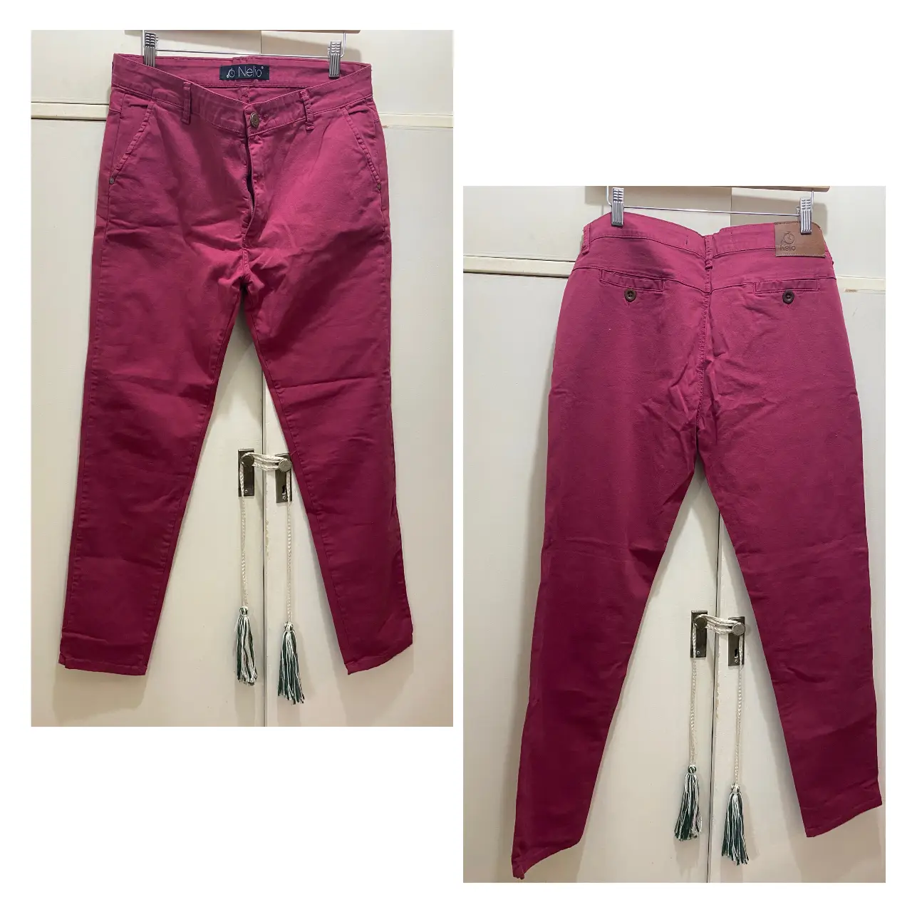 Pantalón chino de hombre en color rosa. Ideal para un look casual y moderno.