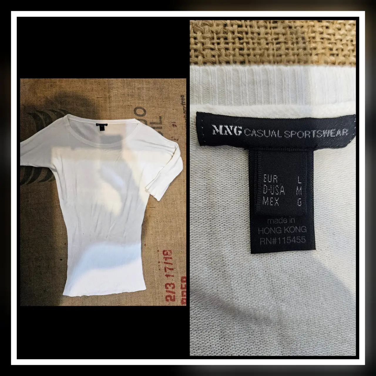 Sweater manga corta blanca de la marca MNG Casual Sportswear. Talle L. Ideal para un look casual y cómodo.