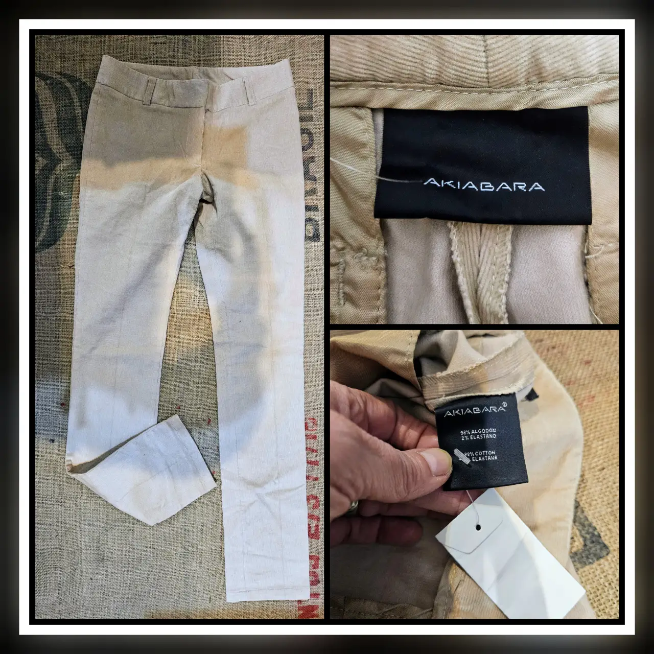 Pantalón corderoy sastrero de mujer color crudo, de la marca Akiabara. Confeccionado en una mezcla de algodón y elastano, este pantalón ofrece un ajuste cómodo y elegante. Ideal para un look casual o de trabajo.