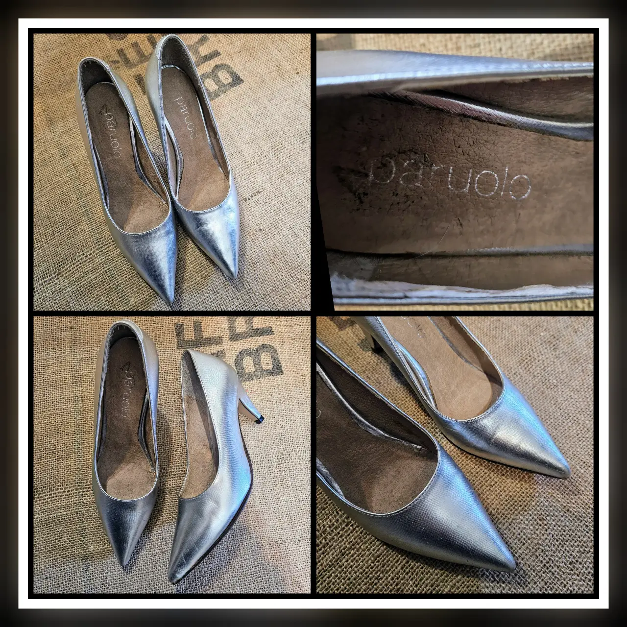 Elegantes zapatos de taco alto plateados de la marca Paruolo. Ideales para eventos formales o fiestas, estos zapatos de mujer combinan estilo y sofisticación. Confeccionados con materiales de alta calidad, ofrecen un ajuste cómodo y un diseño atemporal.