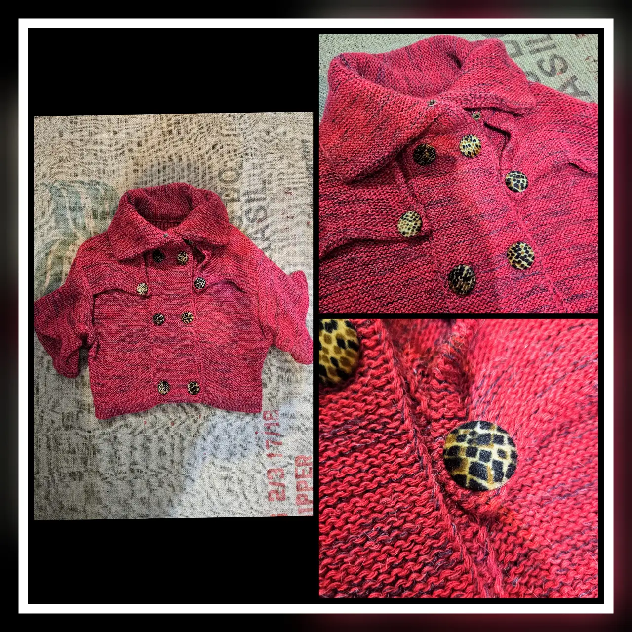 Cardigan fuxia con botones estampados. Ideal para un look casual y canchero.