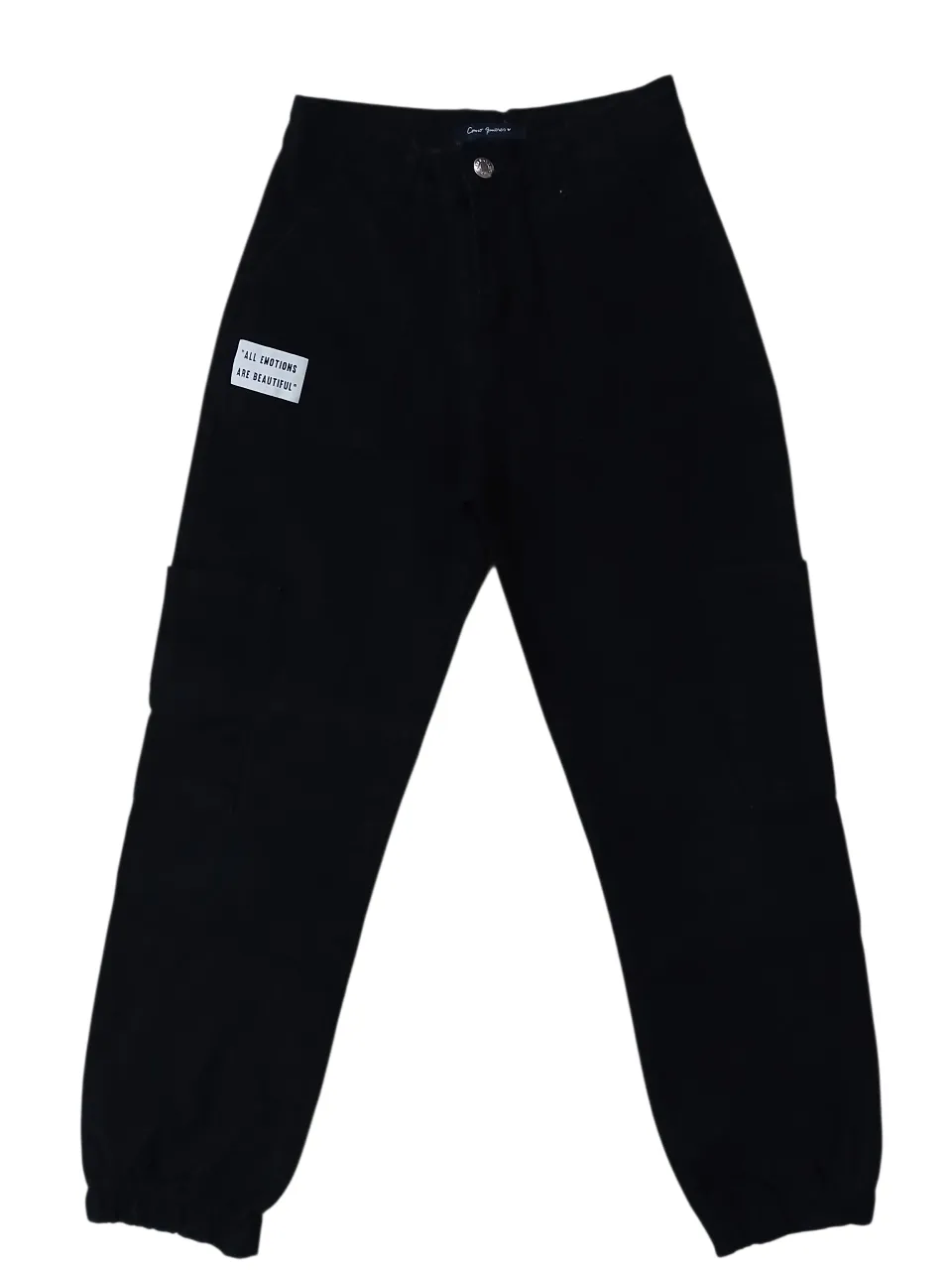 Pantalón cargo negro, tiro alto, con bolsillos laterales y puño en el tobillo. impecable. medidas en foto.