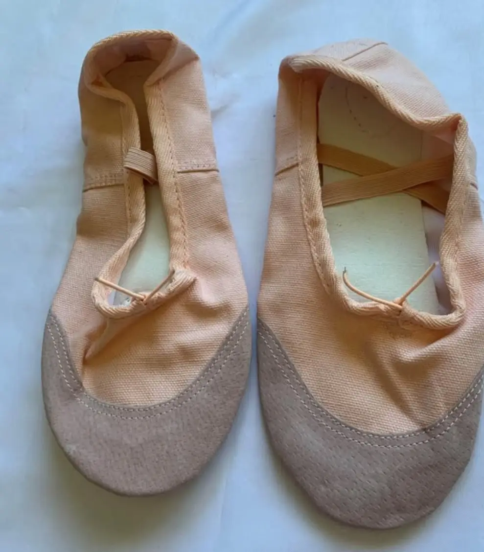 Zapatillas de ballet color rosa, ideales para danza. Con suela dividida y ajuste elástico.