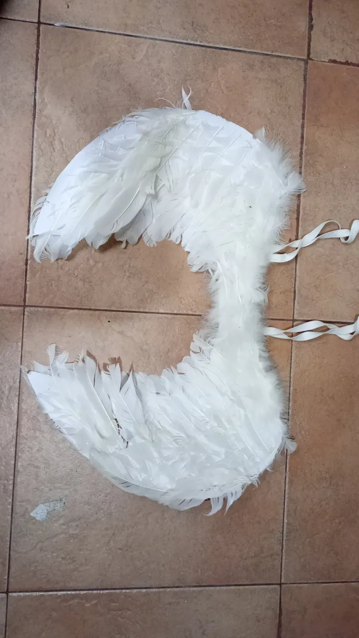 Alas de ángel blancas, ideales para disfraces y eventos temáticos. Confeccionadas con plumas suaves y detalles delicados. Perfectas para completar tu disfraz de ángel.