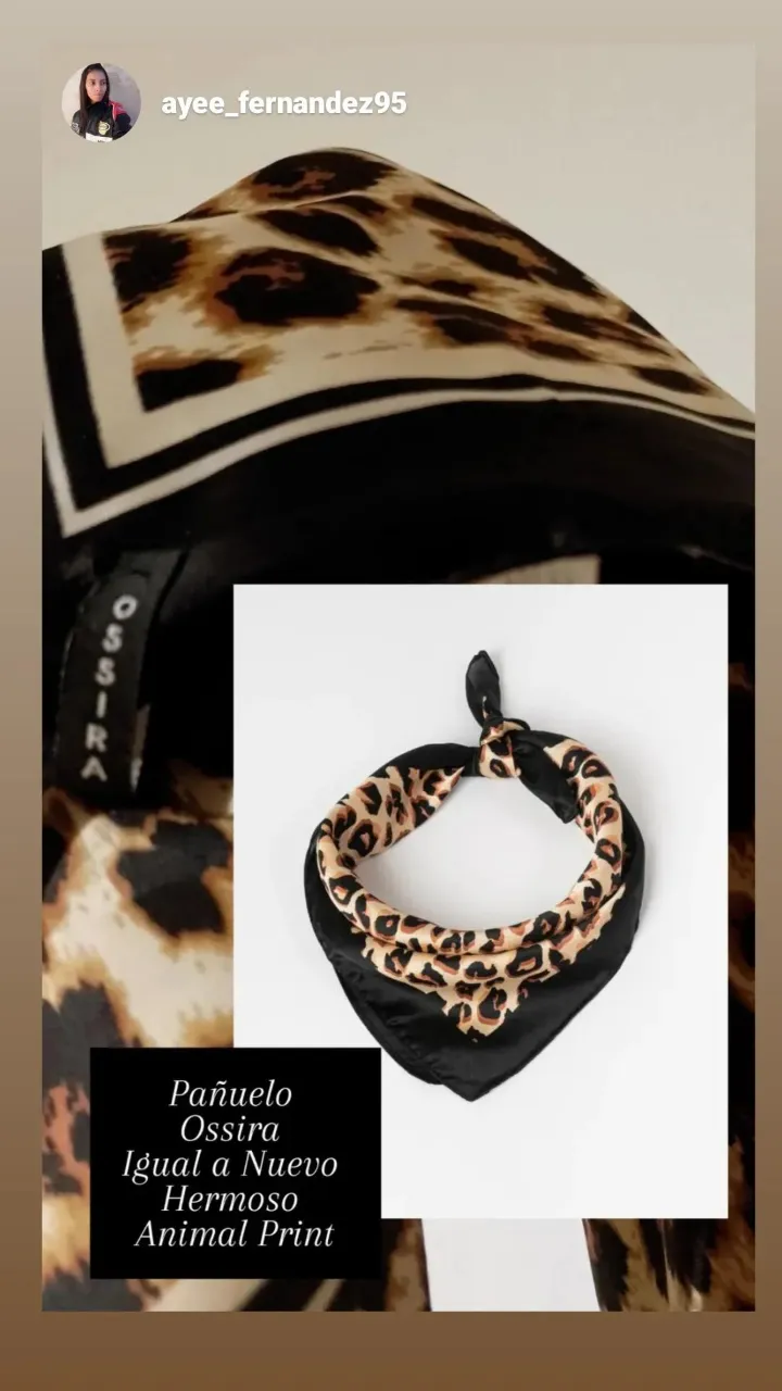 Pañuelo Ossira, igual a nuevo, hermoso animal print.