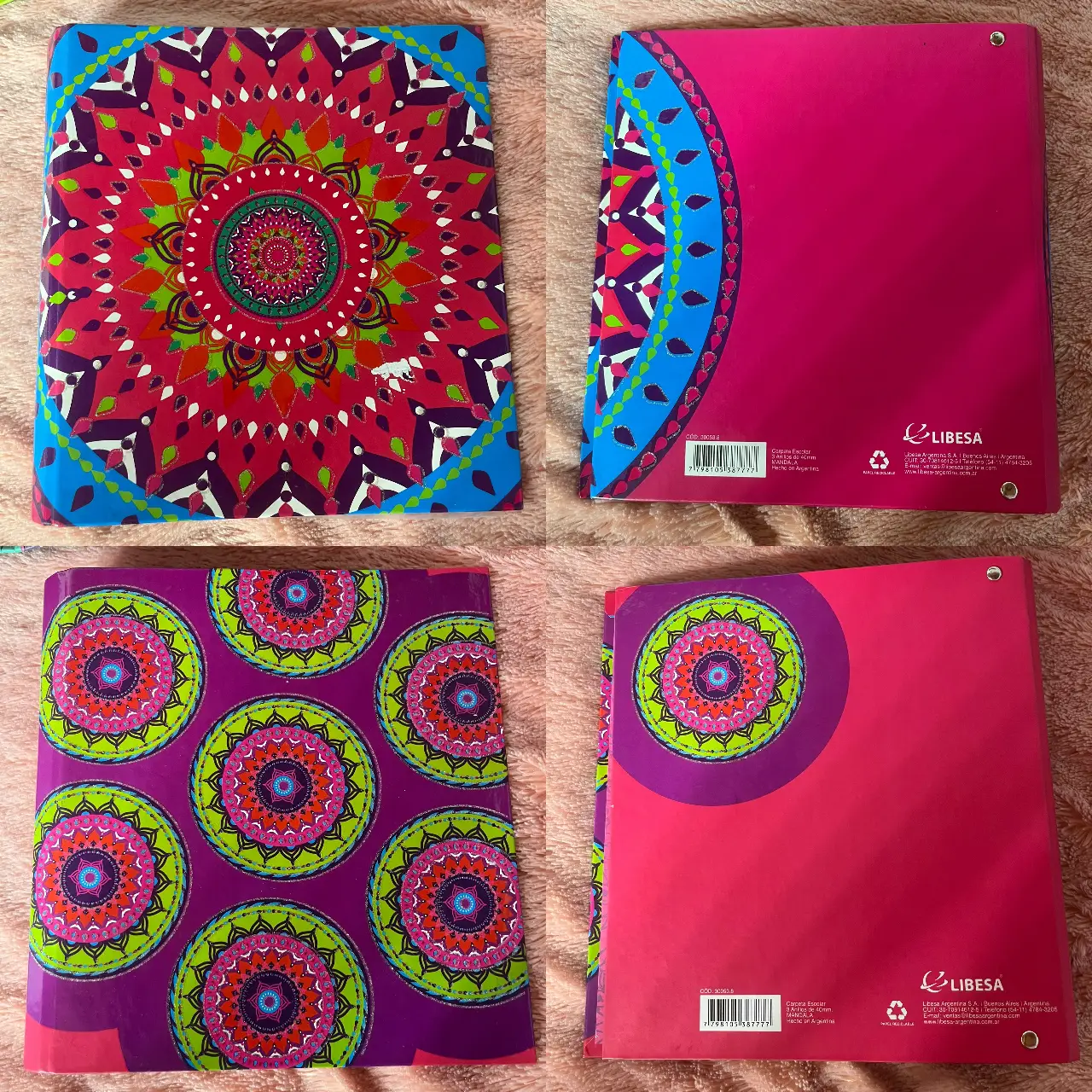 Carpetas con diseños de mandalas coloridos. Ideales para tomar notas o dibujar.