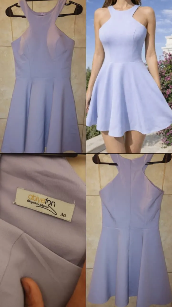 Vestido femenino de corte ajustado en la parte superior y falda con vuelo, confeccionado en tela suave y ligera. Diseño sin mangas con cuello alto que aporta un estilo moderno y sofisticado, ideal para eventos, salidas o días soleados.

#VestidoDeVerano #VestidoCorto #ModaFemenina #OutfitDelDía #LookElegante #EstiloChic #RopaDeMujer #Tendencia2026 #FashionStyle #VentaDeRopa #LookDeVerano #VestidoLavanda