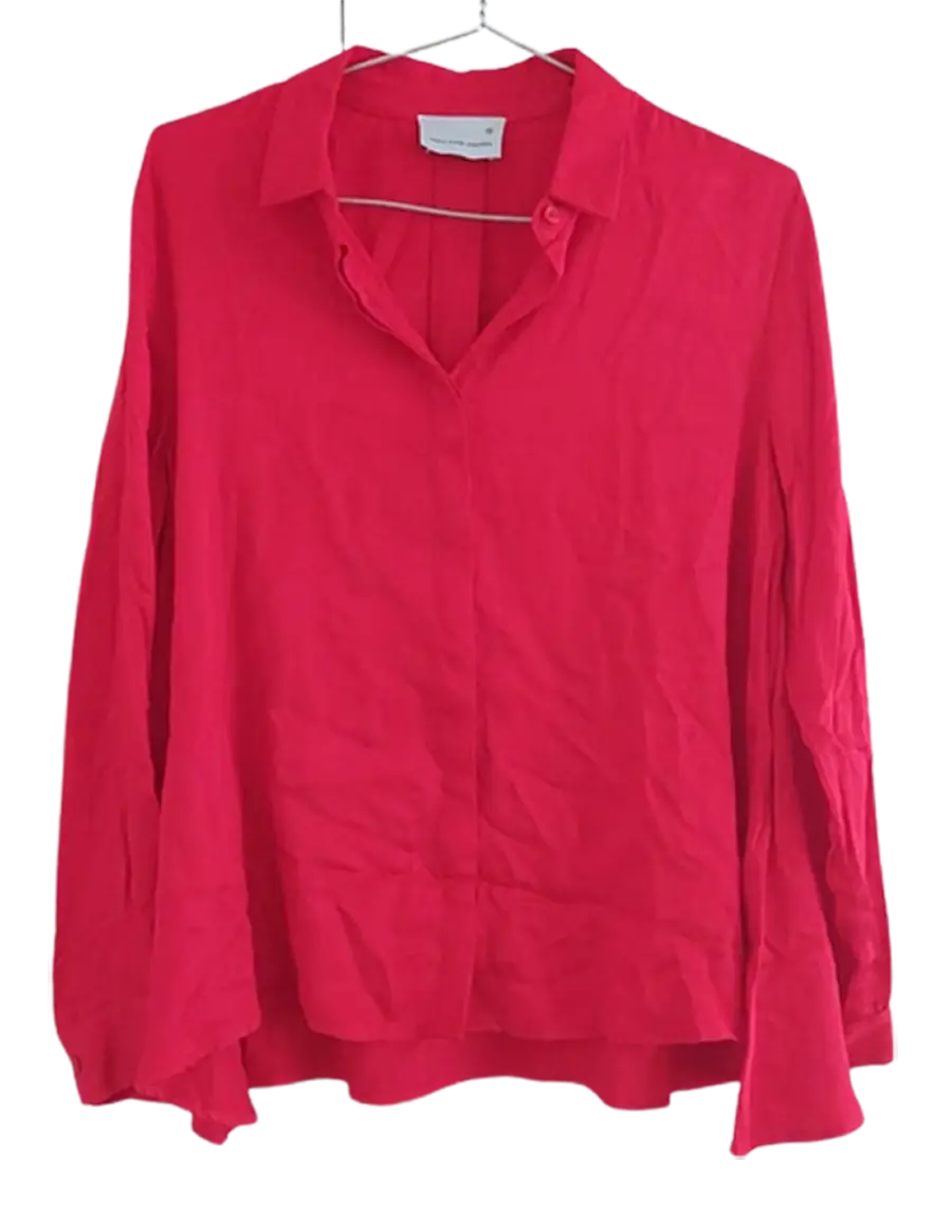 Blusa roja de Paula Cahen D'Anvers, talle 2, manga larga, ideal para un look elegante y sofisticado.