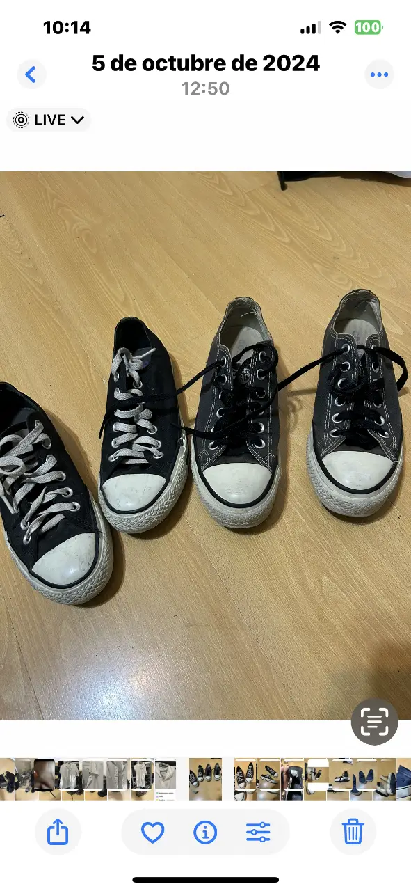 Zapatillas Converse All Star negras con puntera blanca, usadas pero en buen estado. Ideales para un look casual y urbano.