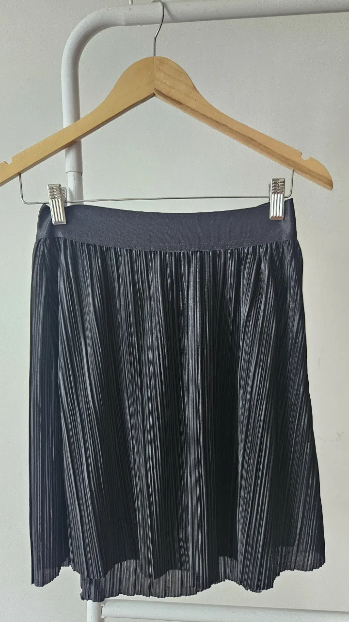 Pollera negra plisada con cintura elastizada. Talle M/42. Tiene forro interno.