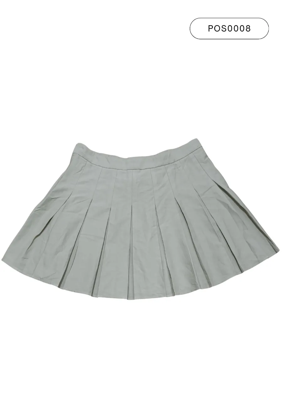 Pollera "SheIn Curve"  tableada de color beige. Posee elástico en la cintura. 
Medidas:
(A) 47 cm
(C) 48 cm