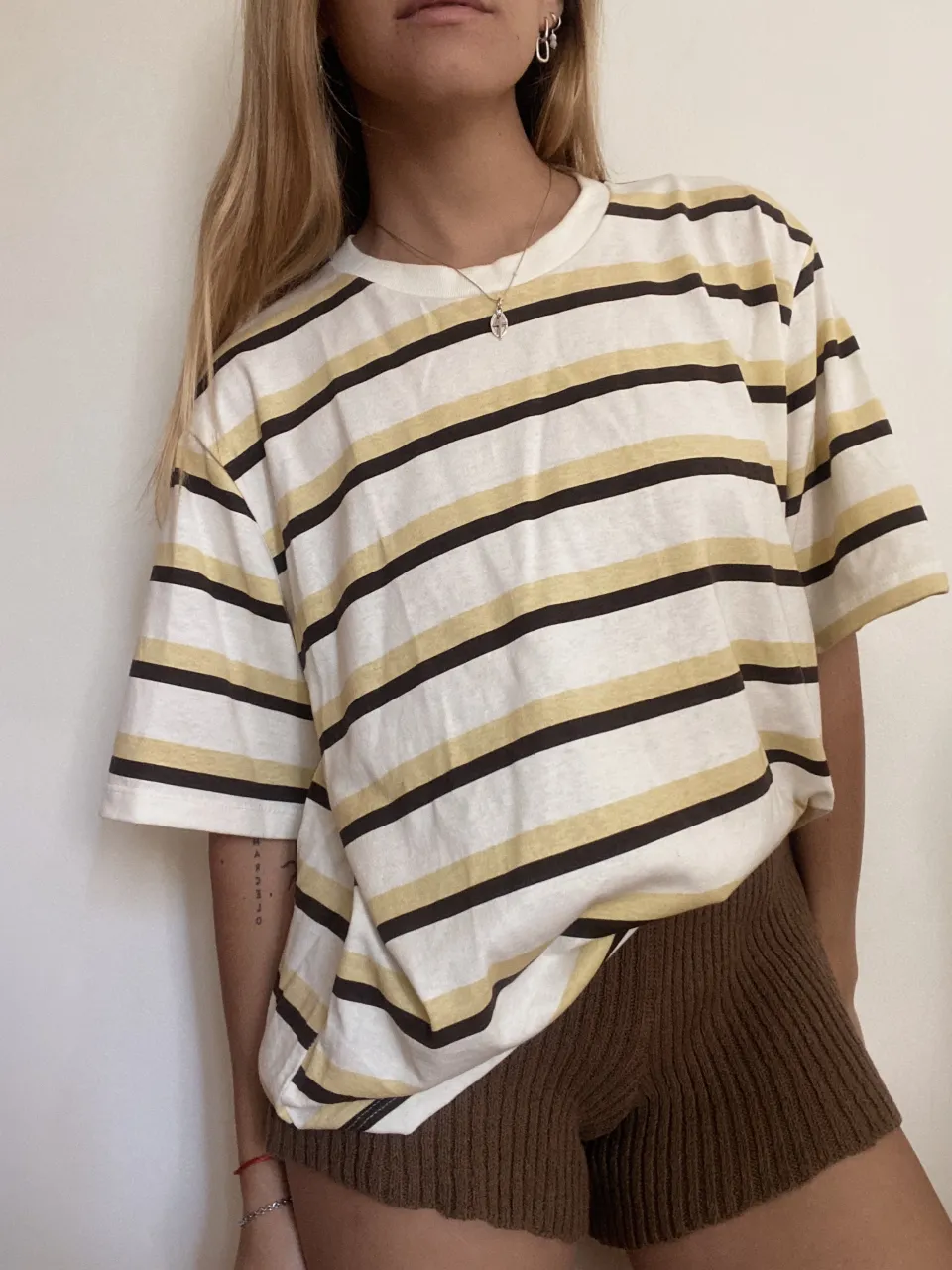 Remera algodón a rayas. Talle unico amplia, abarca hasta un L