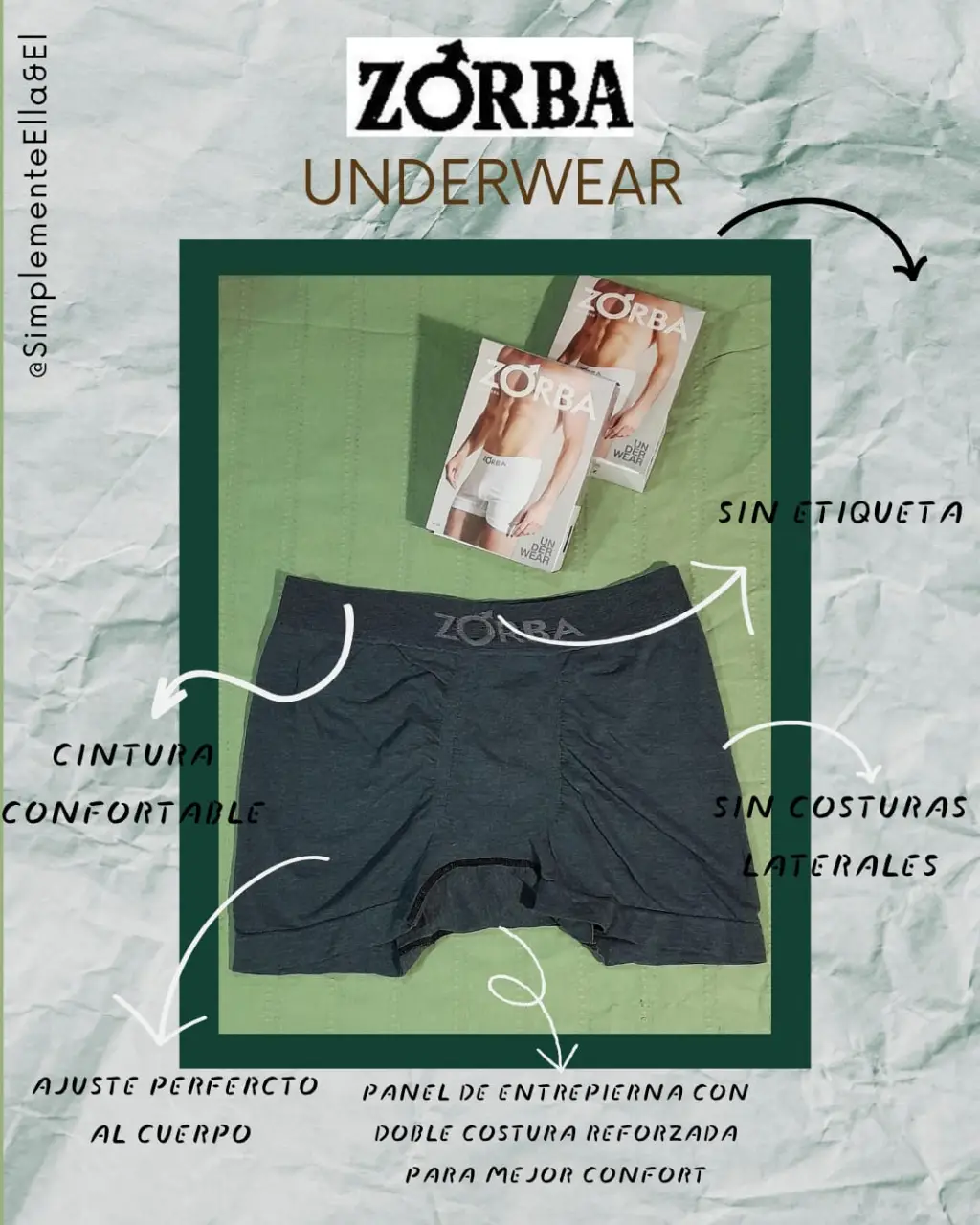 BoxerZorba para hombre, de ajuste perfecto al cuerpo, con cintura confortable y sin costuras laterales. Cuenta con panel de entrepierna con doble costura reforzada para mayor confort. Sin etiqueta.