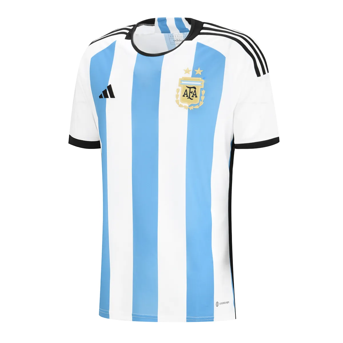 Camiseta de fútbol de Argentina, ideal para los fanáticos de la Selección. Diseño clásico con las icónicas franjas celestes y blancas. Perfecta para alentar al equipo en cada partido o para usar en el día a día con un look deportivo.
