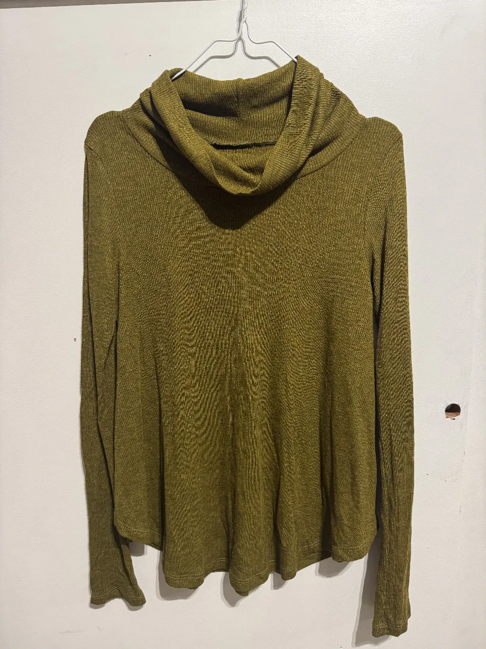 Polera de mujer, color verde oliva, ideal para el invierno. Cuello alto y mangas largas. Perfecto para un look casual y abrigado.