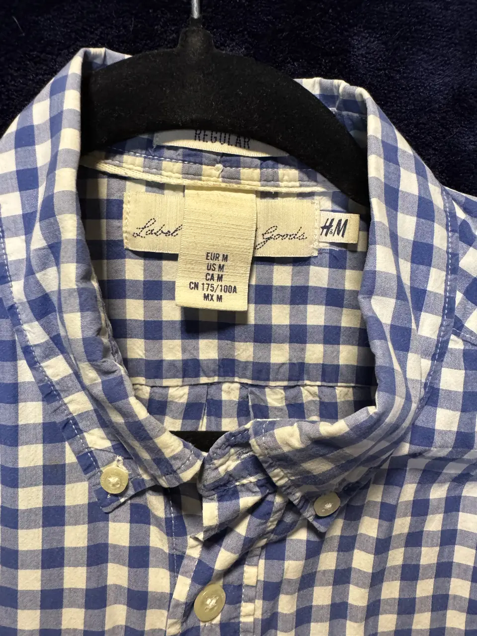 Camisa a cuadros azul y blanca de hombre, manga corta, con cuello y botones. Ideal para un look casual y fresco.