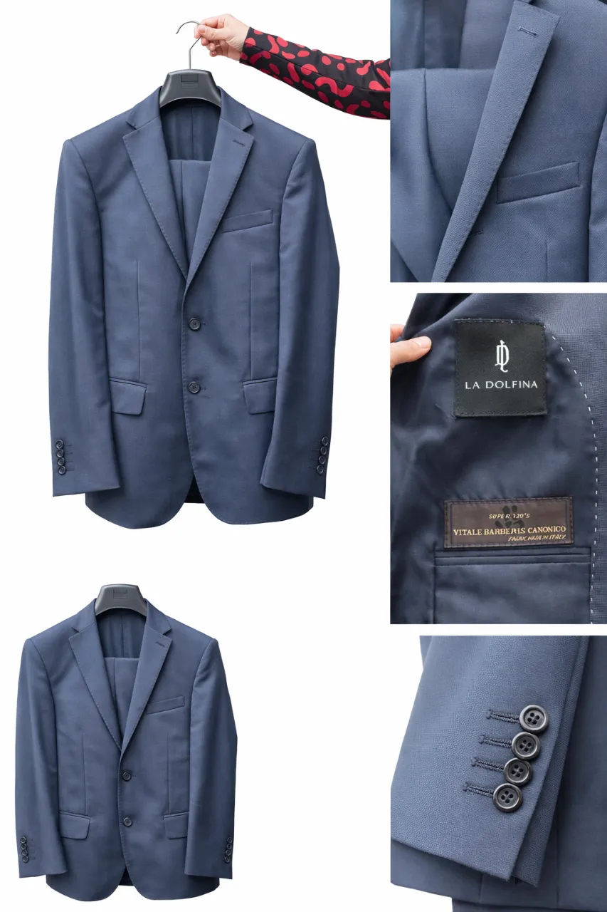 Traje La Dolfina confeccionado con tela italiana Vitale Barberis Canonico Super 120’s, una de las lanas más reconocidas en sastrería de alta calidad.

Excelente calidad de tela, muy liviano y elegante. Ideal para eventos, trabajo o uso formal.

Detalles:

• Marca: La Dolfina
• Tela: Vitale Barberis Canonico (Italia)
• Calidad de lana: Super 120’s
• Color: Azul oscuro
• Saco: 2 botones
• Bolsillos con solapa
• Interior completamente forrado
• Excelente caída y textura

El traje tiene un solo uso y se encuentra en excelente estado.

La tela Vitale Barberis Canonico es utilizada por muchas sastrerías premium y se caracteriza por su suavidad, durabilidad y elegancia.