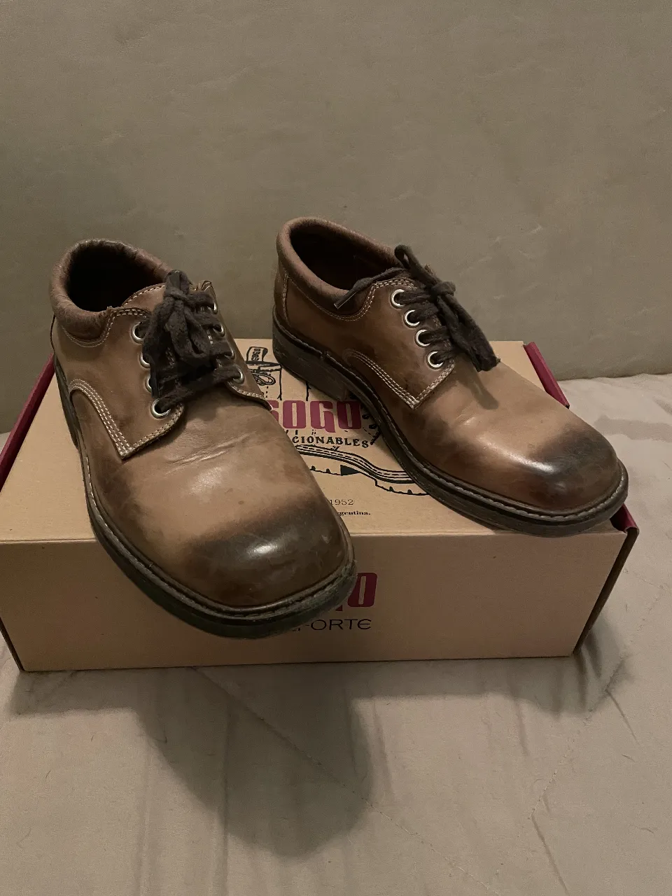 Zapatos Gogo de cuero marrón estilo Oxford para mujer, con cordones y suela resistente. Ideales para un look casual y cómodo.