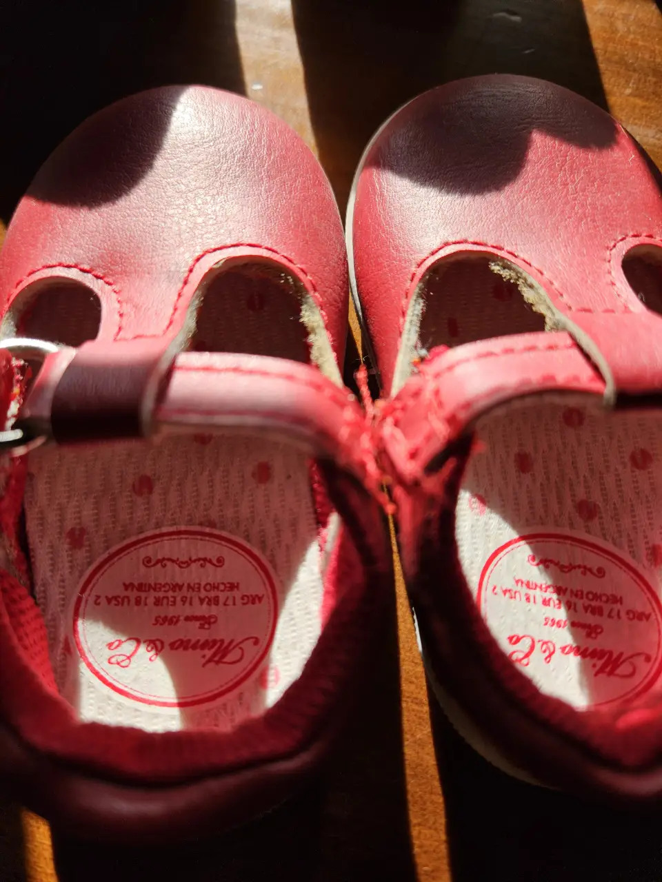 Lindos zapatos rojos para niña, estilo Mary Jane, con hebilla y detalles delicados. Ideales para un look clásico y cómodo.