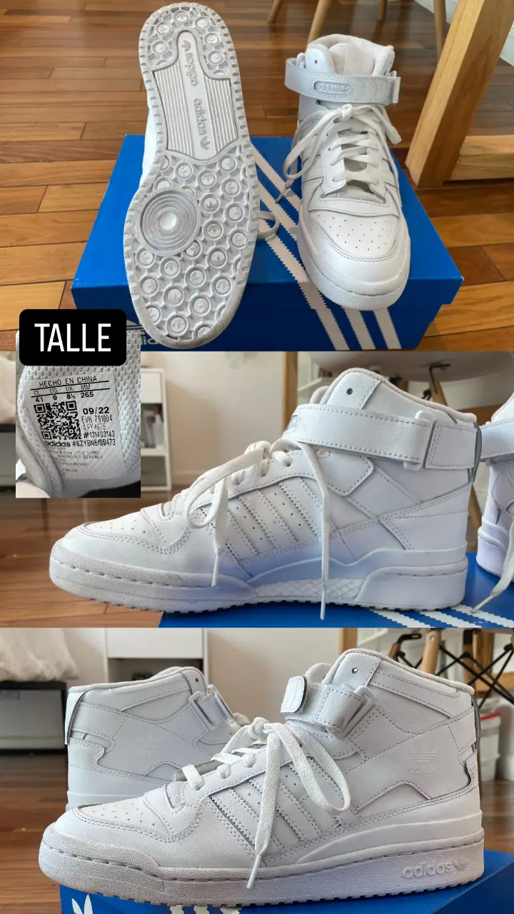 Zapatillas Adidas Forum Mid blancas, talle 42. Diseño icónico de Adidas, ideales para un look urbano y moderno. Perfectas para combinar con cualquier outfit casual.